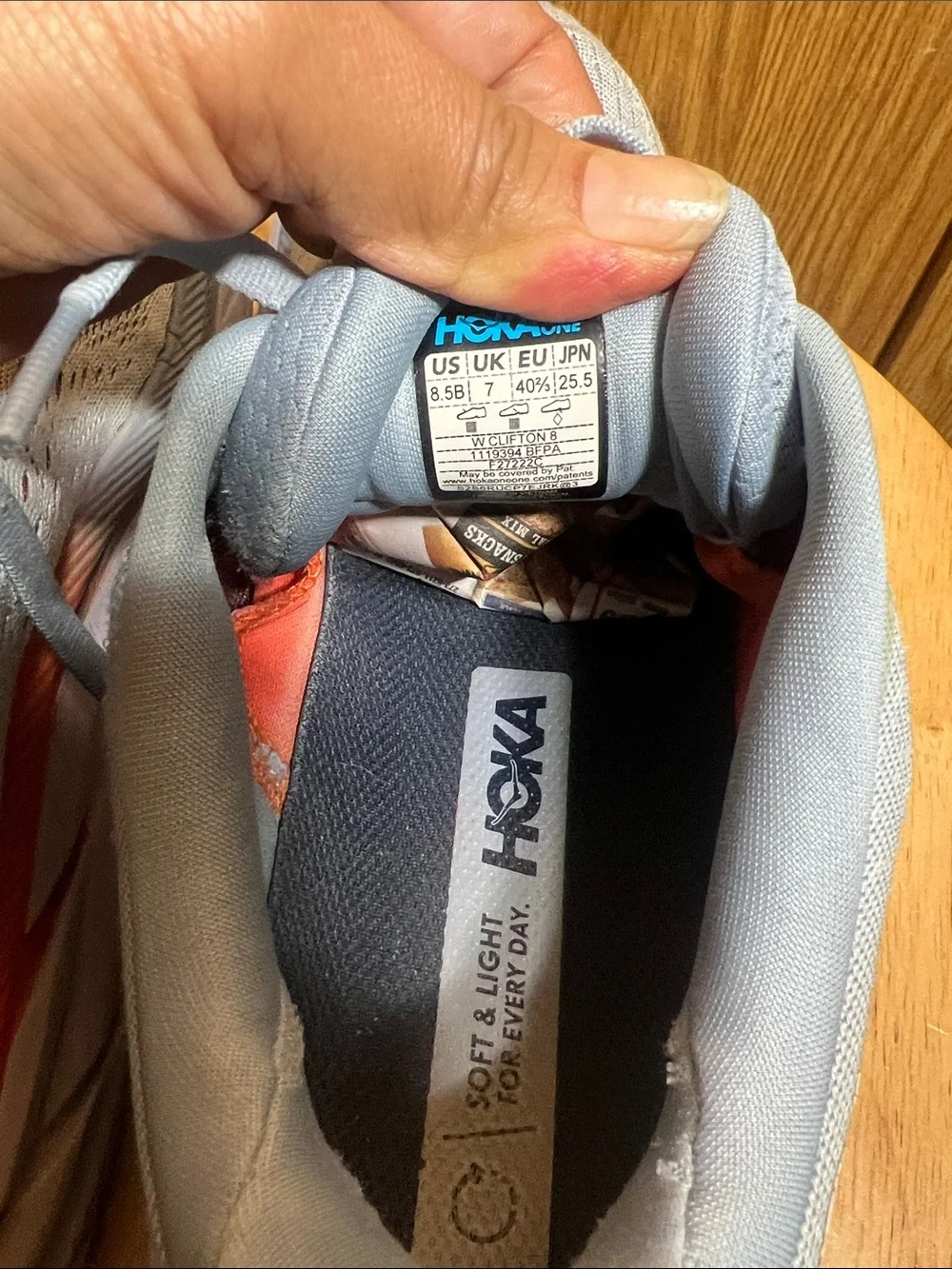 Hoka Women's Pale Blue Running Shoes with Mint Toe Accents